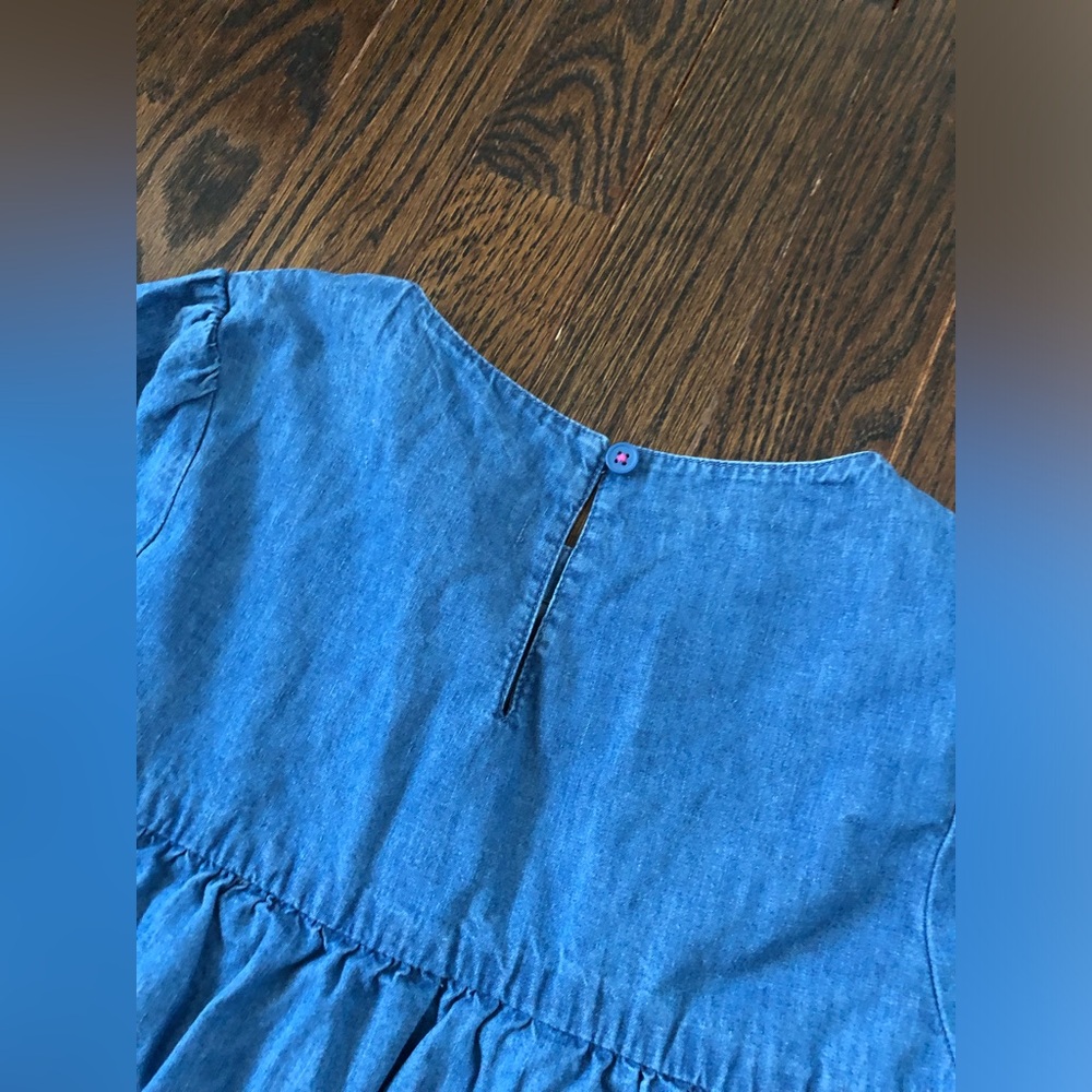 Mini Boden Girls 7-8 Denim Long-Sleeved A-Line Knee-Length Star Applique Dress - Picture 13 of 13
